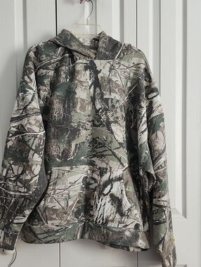 Men's Camo Hooded Sweatshirt - Green/Gray